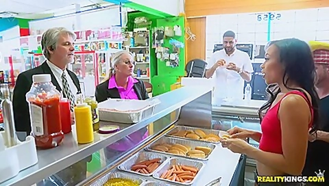 Raven Redmond, Alice March And Adrian Maya In Hot Dog Stand