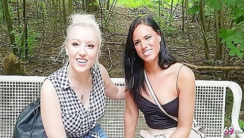 Two Real German teen 18+ Talk To Amateur Ffm 3some In Public Park