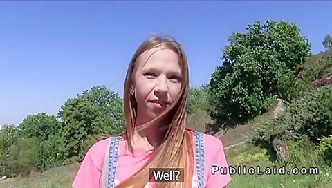 Czech Brunette student 18+ Bangs Outdoor Pov