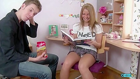 Instead Of Studying The Blonde Wants Her Tutor To Give Her An Anal Pounding